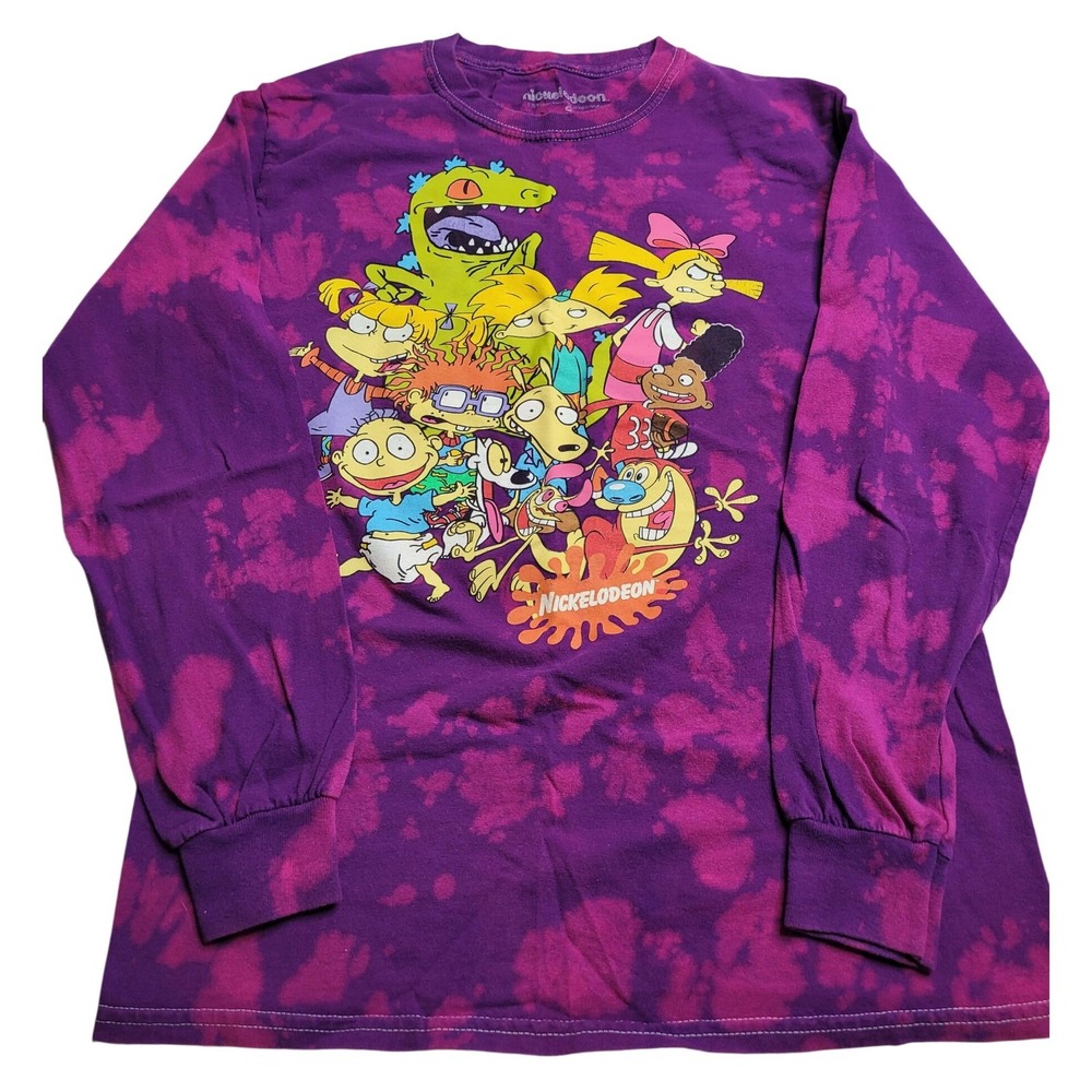 Nickelodeon Character Long Sleeve T-Shirt Tie-Dye Adult Small Rugrats Hey Arnold